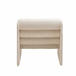 Made in Meubles Fauteuil des années 70 en tissu bouclette blanc Athéna