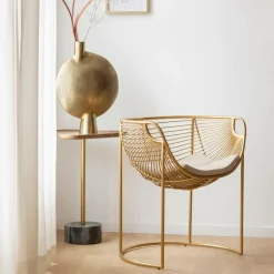 Made in Meubles Fauteuil design en métal doré Augustus