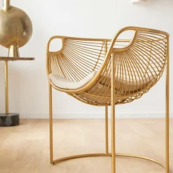 Made in Meubles Fauteuil design en métal doré Augustus