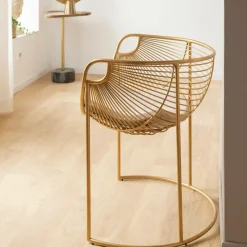 Made in Meubles Fauteuil design en métal doré Augustus