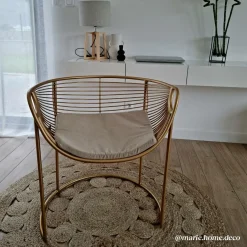 Made in Meubles Fauteuil design en métal doré Augustus