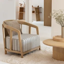 Made in Meubles Fauteuil en bois de manguier Térence