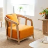 Made in Meubles Fauteuil en bois de manguier et velours Térence