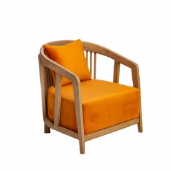 Made in Meubles Fauteuil en bois de manguier et velours Térence