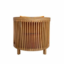 Made in Meubles Fauteuil en bois de manguier et velours Térence