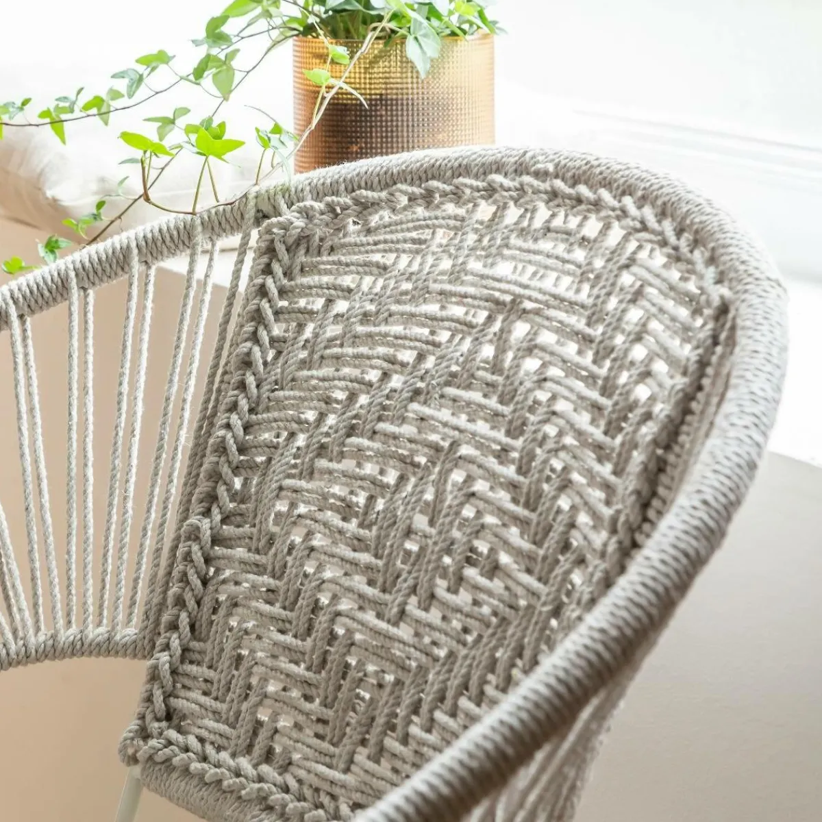 Made in Meubles Fauteuil en corde de coton blanc Bélize