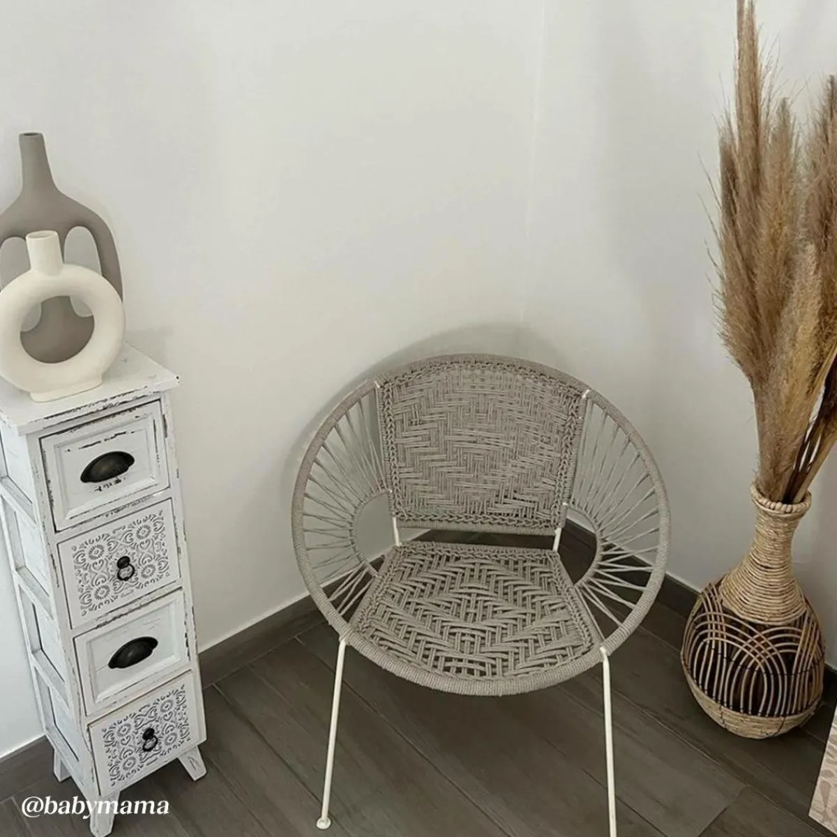 Made in Meubles Fauteuil en corde de coton blanc Bélize