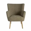 Made in Meubles Fauteuil en coton kaki Castille