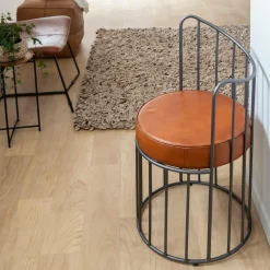 Made in Meubles Fauteuil en cuir et métal marron Aly