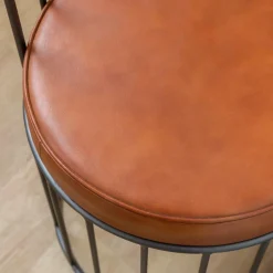 Made in Meubles Fauteuil en cuir et métal marron Aly
