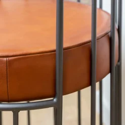 Made in Meubles Fauteuil en cuir et métal marron Aly