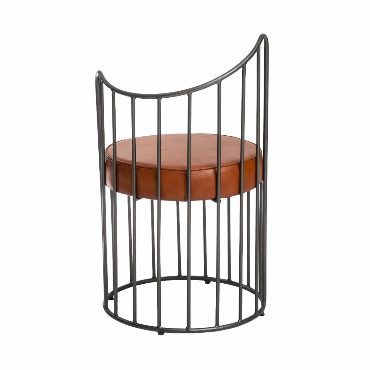 Made in Meubles Fauteuil en cuir et métal marron Aly