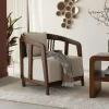 Made in Meubles Fauteuil en manguier et en velours Térence