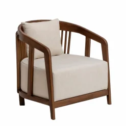 Made in Meubles Fauteuil en manguier et en velours Térence