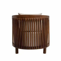 Made in Meubles Fauteuil en manguier et en velours Térence
