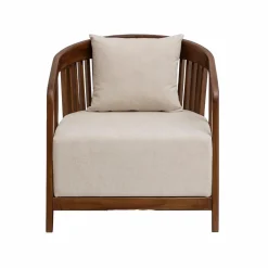 Made in Meubles Fauteuil en manguier et en velours Térence