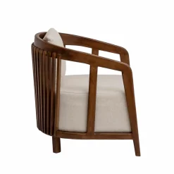 Made in Meubles Fauteuil en manguier et en velours Térence