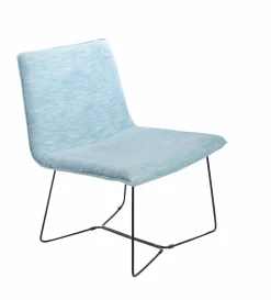 Made in Meubles Fauteuil en tissu bleu et métal Isaure
