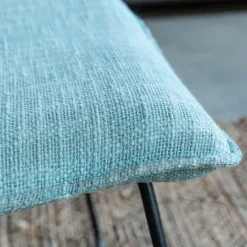 Made in Meubles Fauteuil en tissu bleu et métal Isaure