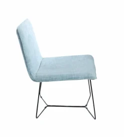 Made in Meubles Fauteuil en tissu bleu et métal Isaure