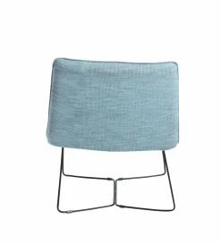 Made in Meubles Fauteuil en tissu bleu et métal Isaure