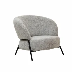 Made in Meubles Fauteuil en tissu bouclette gris Aaron