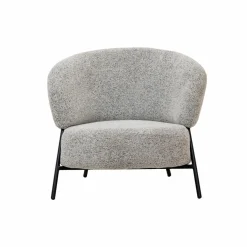 Made in Meubles Fauteuil en tissu bouclette gris Aaron