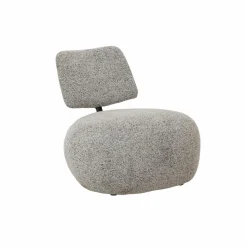 Made in Meubles Fauteuil en tissu bouclette avec dossier gris Teresia