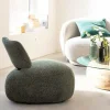 Made in Meubles Fauteuil en tissu bouclette avec dossier vert Teresia