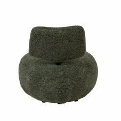 Made in Meubles Fauteuil en tissu bouclette avec dossier vert Teresia