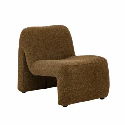 Made in Meubles Fauteuil en tissu bouclette marron Ludovic