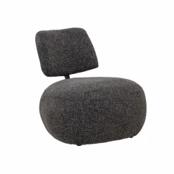 Made in Meubles Fauteuil en tissu bouclette avec dossier gris foncé Teresia