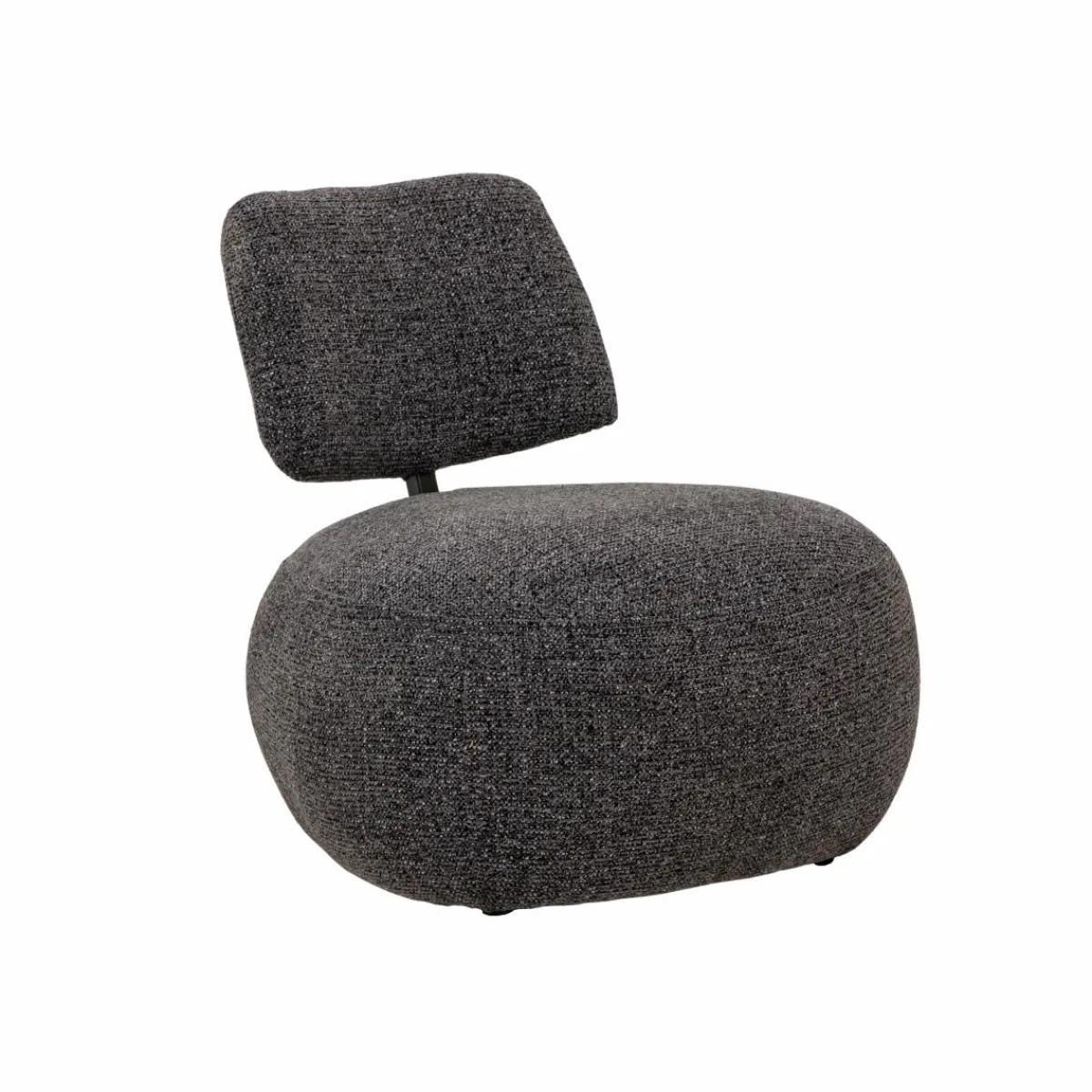 Made in Meubles Fauteuil en tissu bouclette avec dossier gris foncé Teresia