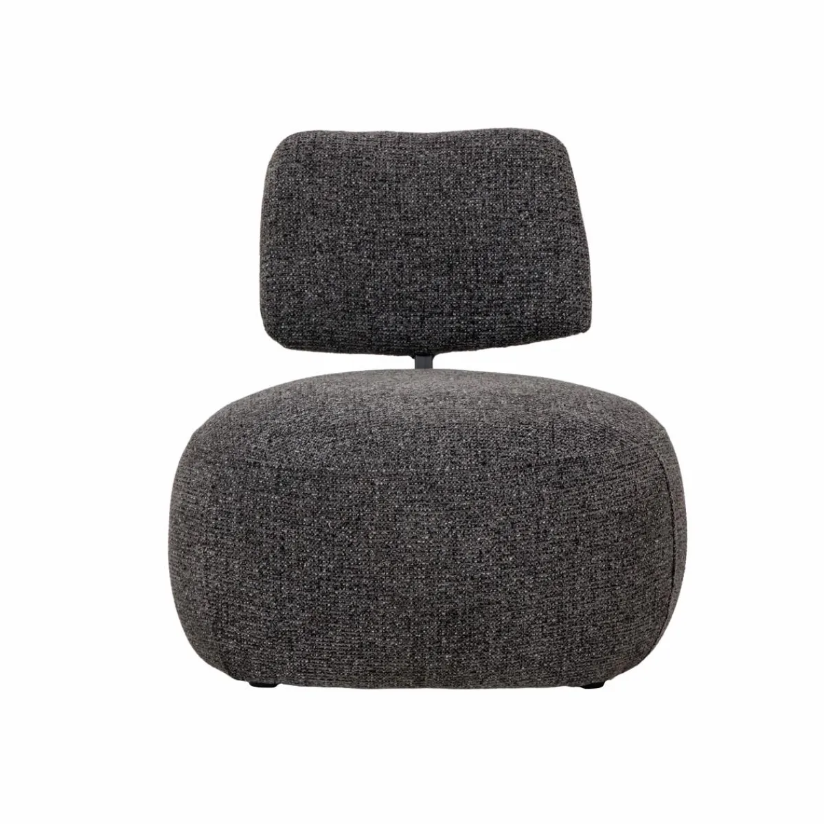 Made in Meubles Fauteuil en tissu bouclette avec dossier gris foncé Teresia