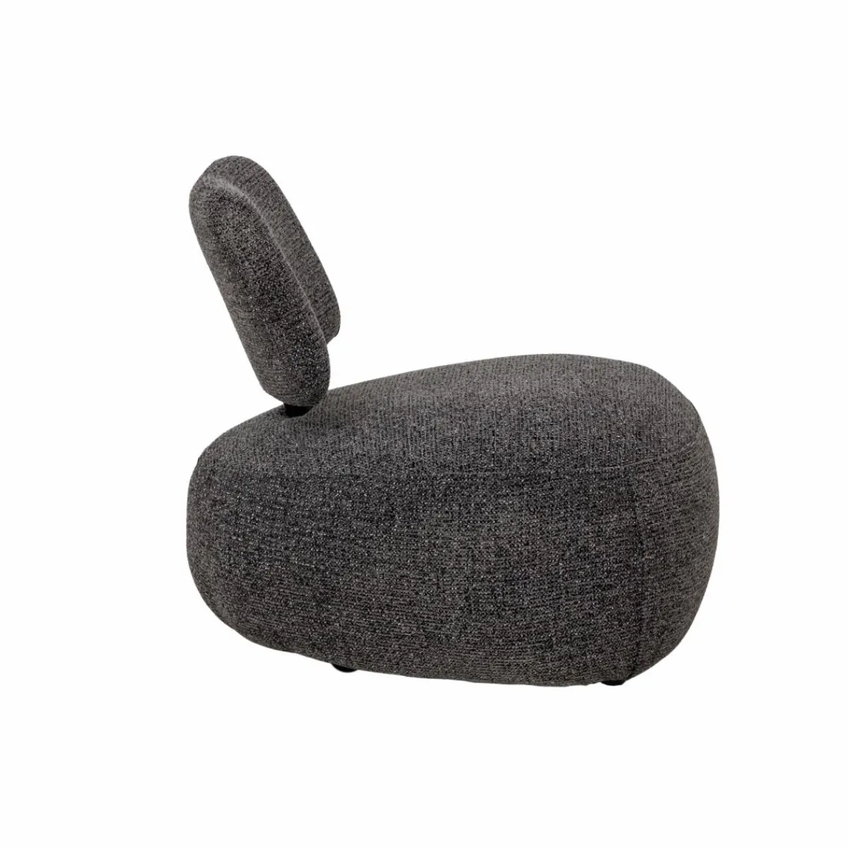 Made in Meubles Fauteuil en tissu bouclette avec dossier gris foncé Teresia