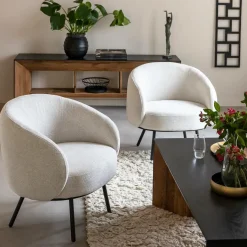 Made in Meubles Fauteuil en tissu bouclette confort Orenzo