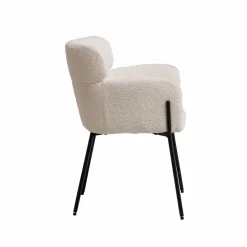 Made in Meubles Fauteuil en tissu bouclette blanc Valentin (lot de 2)