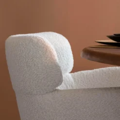 Made in Meubles Fauteuil en tissu bouclette blanc Valentin (lot de 2)