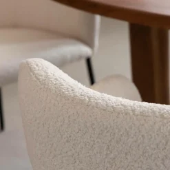 Made in Meubles Fauteuil en tissu bouclette blanc Valentin (lot de 2)