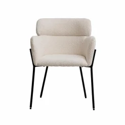 Made in Meubles Fauteuil en tissu bouclette blanc Valentin (lot de 2)
