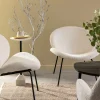 Made in Meubles Fauteuil en tissu bouclette blanc Dorian