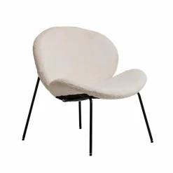Made in Meubles Fauteuil en tissu bouclette blanc Dorian