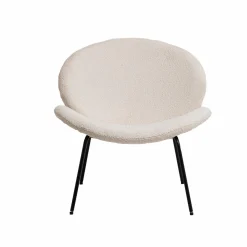 Made in Meubles Fauteuil en tissu bouclette blanc Dorian