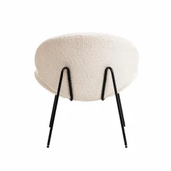 Made in Meubles Fauteuil en tissu bouclette blanc Dorian