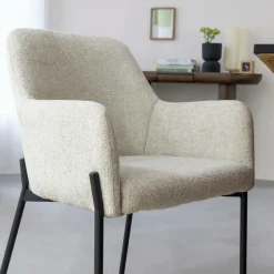 Made in Meubles Fauteuil en tissu écru Aëlys (lot de 2)