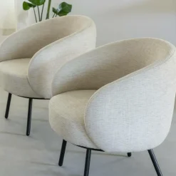 Made in Meubles Fauteuil en tissu écru confort Orenzo