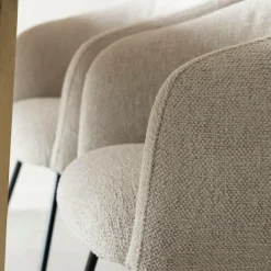 Made in Meubles Fauteuil en tissu écru et pieds en métal Sandy