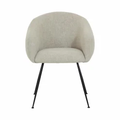 Made in Meubles Fauteuil en tissu écru et pieds en métal Sandy