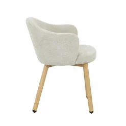 Made in Meubles Fauteuil en tissu écru et pieds en métal effet bois Mayi