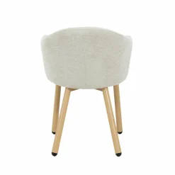 Made in Meubles Fauteuil en tissu écru et pieds en métal effet bois Mayi